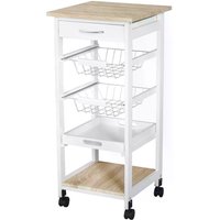 HOMCOM Mobile Rolling Kitchen Island Trolley for Living room, Serving Cart with Drawer & Basket, White | Aosom Ireland