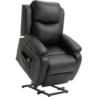 HOMCOM Poltrona Relax Levanta Pessoas com Controle Remoto Reclinação Elétrica de 160° Apoio para os Pés 76x90x105cm Preto Aosom Portugal