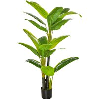 HOMCOM Artificial Plants 150 cm Fake Plant in Pot Artificial Banana Tree Artificial Plant Artificial Tree Home Plant Decorative Plant Office Plant Plastic Pot for Indoor and Outdoor | Aosom Ireland