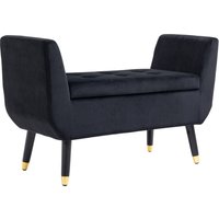 HOMCOM Luxury Ottoman Bench with Storage Armrests Trunk Bench Velvet-like Polyester Rubberwood Black 107 x 42 x 65 cm | Aosom Ireland