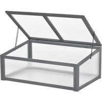 Outsunny Wooden Framed Polycarbonate Cold Frame Greenhouse for Plants Outdoor with Openable & Tilted Top Cover, PC Board, Grey | Aosom Ireland