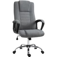 Vinsetto High Back Swivel Office Chair: Adjustable Height with Tilt Function, Linen Upholstery, Deep Grey | Aosom Ireland