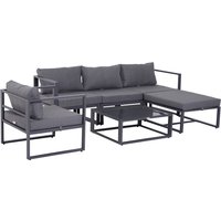 Outsunny Ensemble salon de jardin design contemporain style yachting 5 places avec coussins et table basse aluminium gris