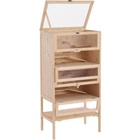 PawHut Hamster Cage Wooden Mouse Rodent Small Pet Animals 4 Layers Tall Bottom Storage Shelf Easy Clean | Aosom Ireland