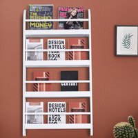 HOMCOM® Bücherregal 4 Ebenen Bücherhalter Aufbewahrungsregal Wandmontage Wasserfest Holz 59 x 12 x 113 cm Aosom