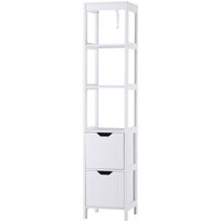 Kleankin kleankin Badezimmerregal, Badeschrank, Küchenschrank mit 1 Schränke, 3 offene Regale, MDF-Platte, 30 x 30 x 144 cm, Weiß Aosom