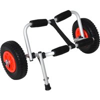 Homcom chariot de transport pliable pour kayak charge 75 kg aluminium universel avec roues 57,5 x 33 x 24 cm argent