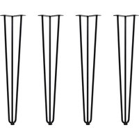 Homcom Lot de 4 pieds de table de style industriel et design en épingle à cheveux 12 x 12 x 71 cm Vis de montage incluses Noir