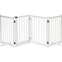 PawHut Freestanding Pet Gate: Wooden Foldable Barrier for Small to Medium Dogs, 4 Panel Design, White | Aosom Ireland
