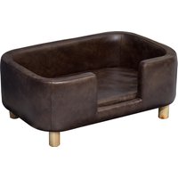PawHut Dog Bed, 64 x 45 x 36 cm, Leather Pet Sofa with Removable Cushion Cover, Armrest, Backrest for Small Sized Dogs, Dark Brown | Aosom Ireland