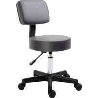 HOMCOM Rolling Salon Stool w/ Castor Wheels Back Cushion Height Adjustment Drafting Salon Chair Spa Beauty Seat PU Leather | Aosom Ireland