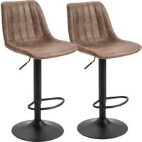 HOMCOM 2 Piece Vintage Barstools Adjustable Height Dining Counter Chair 360° Swivel w// Footrest for Home Pub | Aosom Ireland