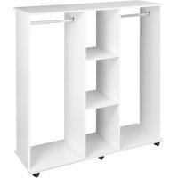 HOMCOM Double Mobile Open Wardrobe With Clothes Hanging Rails Storage Shelves Organizer Bedroom Furniture - White