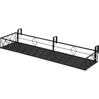 Outsunny Support de pot de fleurs suspendu en métal avec fixations réglables jardinière pour balcon dim. 100L x 31l x 12H cm noir-AOSOM.fr