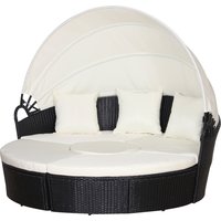 6 Seater Rattan Garden Furniture Cushioned Wicker Round Sofa Bed Coffee Table Patio Conversation Furniture Set