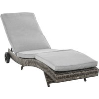 Outsunny Patio Rattan Wicker Sun Lounger Adjustable Backrest S Shape Chaise Lounge Relaxer for Patio, Deck, Poolside Grey | Aosom Ireland
