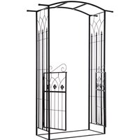 Outsunny Garden Outdoor Entrance Arch w/ Door Outdoor Patio Decoration for Rose Trellis Arbour Climbing Plant 131L x 49W x 200Hcm | Aosom Ireland