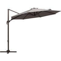 3M Roma Umbrella Sun Shade Cantilever Hanging Parasol w Cross Base Hand Crank Aluminium Frame 360°Rotation Aosom UK