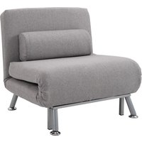 HOMCOM Single Sofa Bed Futon Chair Sleeper, Foldable Portable Lounge Couch, Living Room Furniture Grey