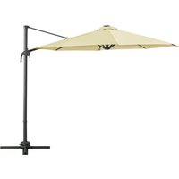 Waterproof 3 meter Patio Offset Roma Parasol Garden Umbrella Cantilever Hanging Sun Shade Canopy 360° Rotation w Cross Base Aosom UK