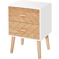 HOMCOM Comodino Camera da Letto Design Moderno 2 Cassetti Ampio Piano, Legno, 40x30x55,5 cm bianco, legno 40x30x55,5 cm Aosom