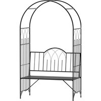 Outsunny Garden Arch Bench Outdoor Patio Trellis Arbor for Climbing Plant Antique Black|Aosom Ireland