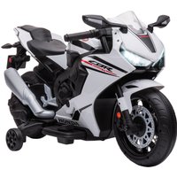 HOMCOM Electric Ride On Motorcycle with Headlights Music, 6V Battery Powered Kids Motorcycle Vehicle with Training Wheels, for 3-5 Years Old, White | Aosom Ireland