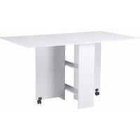 HOMCOM Mobile Folding Kitchen Table with 2 Wheels & 2 Storage Shelves, Drop Leaf Dining Table for Small Spaces, White | Aosom Ireland