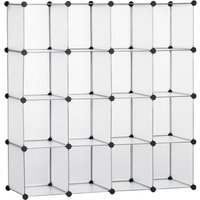 HOMCOM Modular Shelving System with 16 Separate Boxes, Plug-In Shelf, DIY, Black + White | Aosom Ireland
