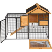 PawHut Wood-metal Rabbit Hutch Elevated Pet Bunny House Rabbit Cage with Slide-Out Tray Outdoor | Aosom Ireland