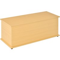HOMCOM Wooden Storage Trunk, Clothes Toy Chest Bench Seat Ottoman, Bedding Blanket Container with Lid, Burlywood. | Aosom Ireland