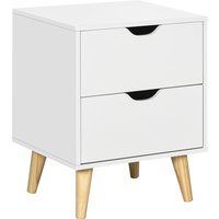 HOMCOM Table de Nuit Scandinave 2 Tiroirs Design Épuré Blanc Effet Bois 40x35x50,5cm Aosom France
