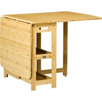 HOMCOM Folding Table, Dining Table, Two Foldable Sides, Two Shelves, Adjustable Feet, Bamboo, 149.5 x 80 x 73.5cm | Aosom Ireland
