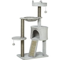PawHut Cat Tree including Cat Condo, Cat Bed, Cat Hammock, and Toys 60 cm x 40 cm x 113 cm, Light Gray | Aosom Ireland