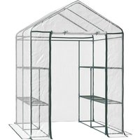 Outsunny Serra da Giardino in PVC Trasparente con cerniera e Ripiani, Serra da Balcone con Scaffali per Piante Orto,1.43 x 1.43 x 1.95m Aosom Italy
