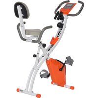 HOMCOM 2-in-1 Upright Exercise Bike Stationary Foldable Magnetic Recumbent Cycling with Arm Resistance Bands Orange | Aosom Ireland