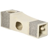 PawHut Cat Tunnel, 2 Cat Caves, Scratch Surfaces, and Ball Toy, 98 cm x 30 cm x 30 cm, Brown + Beige | Aosom Ireland