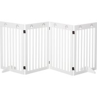 PawHut Foldable Wooden Pet Barrier: 4-Panel Safeguard for Doorways & Stairs, White | Aosom Ireland