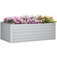 Outsunny Raised Beds for Garden, Galvanised Steel Outdoor Planters with Multi-reinforced Rods, 180 x 90 x 59 cm, Grey | Aosom Ireland