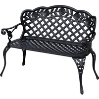 Outsunny Garden Bench, Cast Aluminium, 107Lx58Wx85H cm-Black|Aosom Ireland