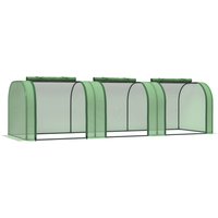 Outsunny Tunnel Greenhouse, PE Cover, Steel Frame, Garden Grow House with Zipper Door, 295x100x80cm, Green | Aosom Ireland