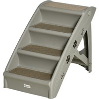 PawHut Foldable Four-Step Pet Stairs, for Cats, Small Miniature Dogs, with Non-Slip Mats 62 x 38 x 49.5cm - Grey | Aosom Ireland