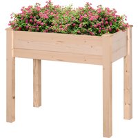 Outsunny Garden Wooden Planters, Rectangular Raised Bed, Fir Wood, Planter Vegetable Herb Holder Display, Oak Tone, 86Lx46Wx76Hcm Aosom UK