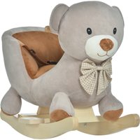 HOMCOM Wooden Cocking Horse, Toddlers Plush Bear Rocking Horse Grey | Aosom Ireland