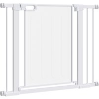 PawHut Pressure Fit Safety Gate, for Staircases, Hallways, Doorways w/ Extensions Kit, 75-103CM Adjustable Width - White | Aosom Ireland