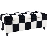 HOMCOM 114 x 47 x 47cm Velvet Storage Ottoman, Button-tufted Footstool Box, Toy Chest with Lid for Living Room, Bedroom, White and Black | Aosom Ireland