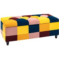 HOMCOM 114 x 47 x 47cm Velvet Storage Ottoman, Button-tufted Footstool Box, Toy Chest with Lid for Living Room, Bedroom, Multicoloured | Aosom Ireland
