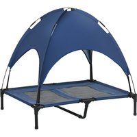 PawHut Elevated Dog Bed: Waterproof Mesh with UV Canopy, for Large Breeds, 92 x 76 x 90cm, Blue | Aosom Ireland