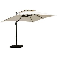 Waterproof 3 x 3 Garden Cantilever Parasol w Crank & Tilt Square Overhanging Patio Umbrella w 360° Rotation Base Weights Aosom UK