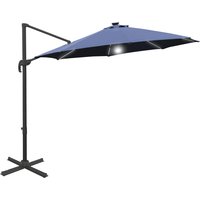Waterproof 3 Cantilever Roma Parasol Garden Sun Umbrella Outdoor Patio LED Solar Light Cross Base 360° Rotating Aosom UK